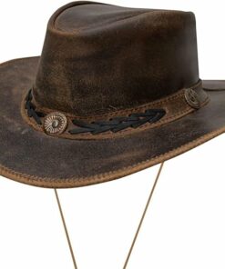 Dream Apparel Brown Leather Cowboy Hat NO10