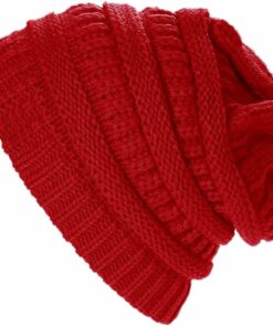 Red Knitted Beanie Hat NO42