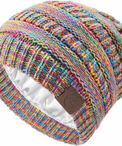 Women Knit Silk Lined Beanie Hat NO38