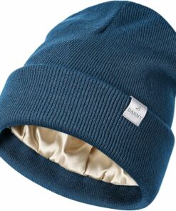 Womens Satin Lined Knit Beanie Hat NO34