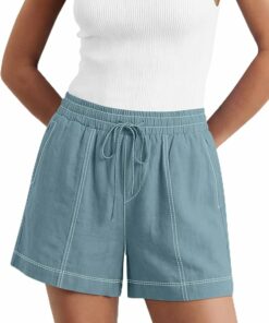 Casual Light Blue Linen Shorts NO47