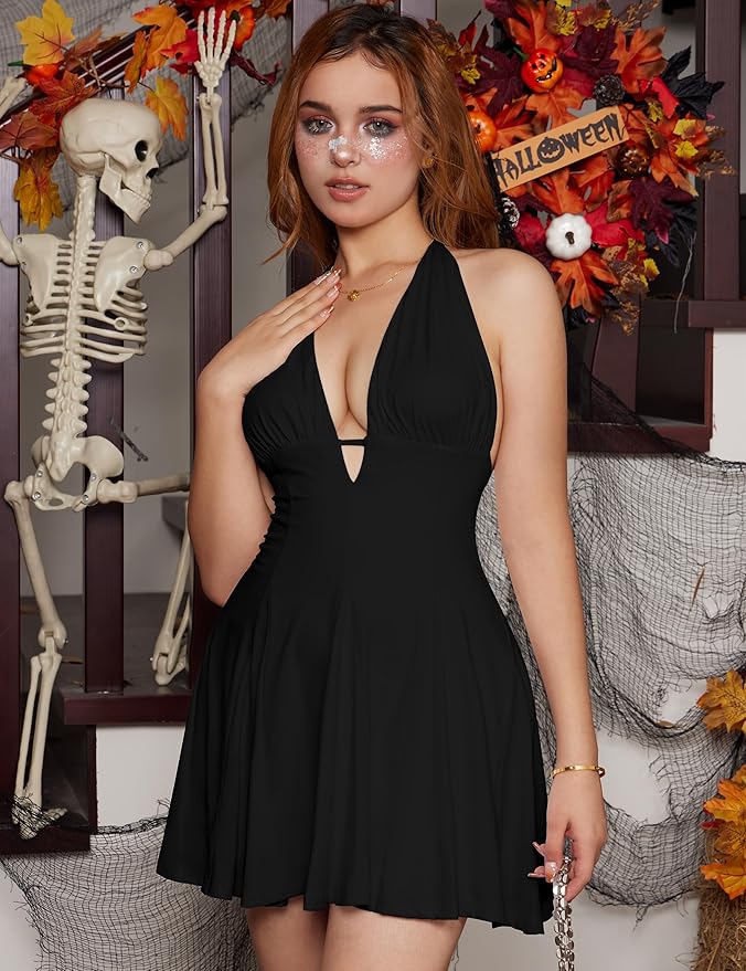 Deep V A-line Club Party Dress NO10 - Image 2