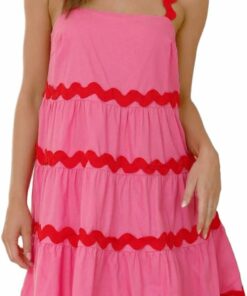 Pinky Trim Flowy Mini Dress NO39