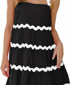 Women Rickrack Trim Flowy Mini Dress NO38